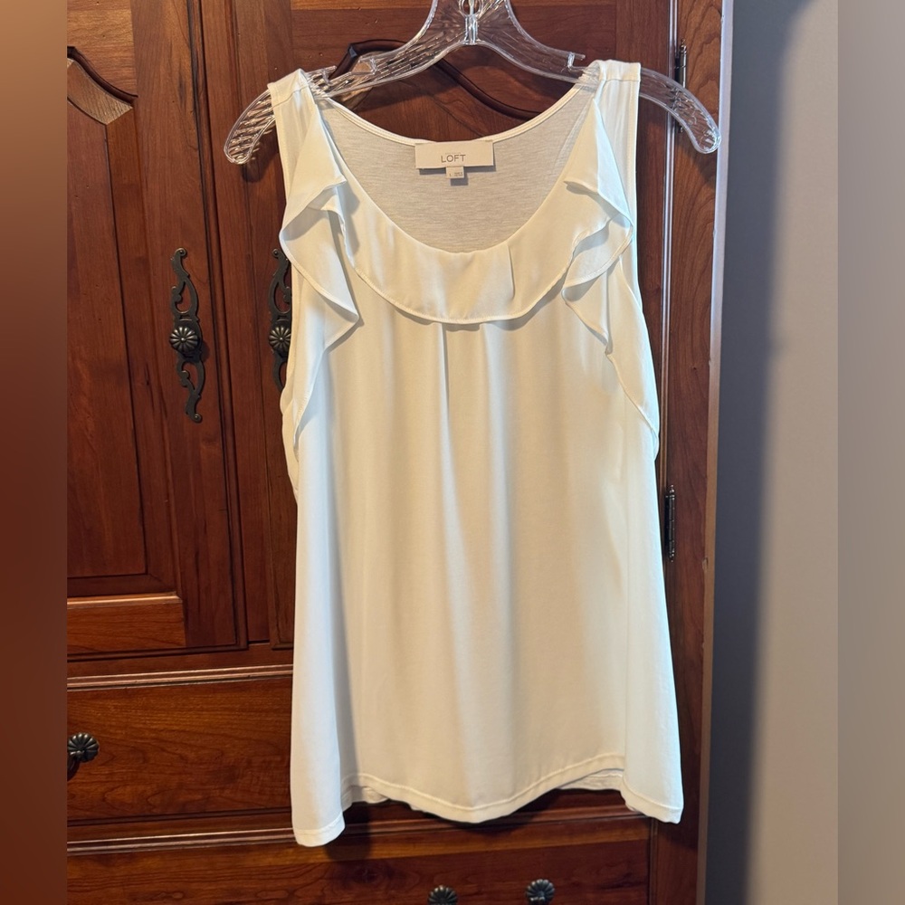 LOFT Women's Elegant Cream Ruffle Blouse
